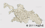 Shaded Relief 3D Map of Zayu, single color outside