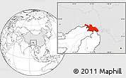 Blank Location Map of Zayu, highlighted country