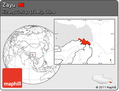 Blank Location Map of Zayu, highlighted parent region