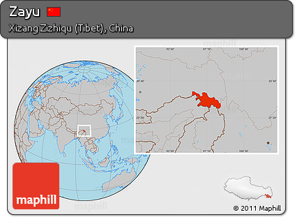 Gray Location Map of Zayu