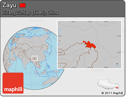 Gray Location Map of Zayu