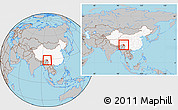 Gray Location Map of Zayu, highlighted country, within the entire country