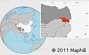 Gray Location Map of Zayu, highlighted country, highlighted parent region