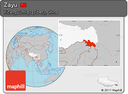 Gray Location Map of Zayu, highlighted parent region