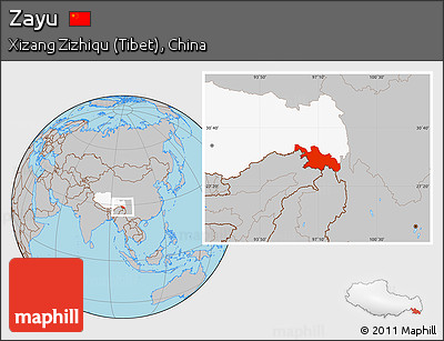 Gray Location Map of Zayu, highlighted parent region