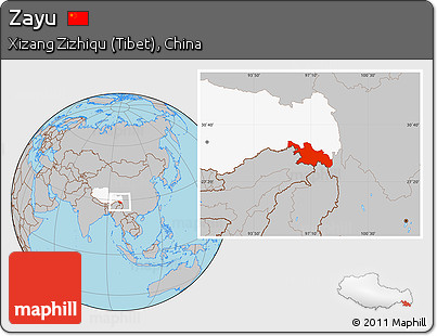 Gray Location Map of Zayu, highlighted parent region