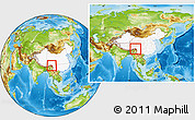 Physical Location Map of Zayu, highlighted country, within the entire country