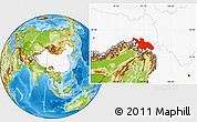 Physical Location Map of Zayu, highlighted country