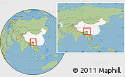 Savanna Style Location Map of Zayu, highlighted country, within the entire country