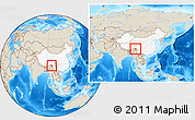 Shaded Relief Location Map of Zayu, highlighted country, within the entire country