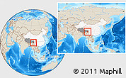 Shaded Relief Location Map of Zayu, highlighted country, highlighted parent region, within the entire country