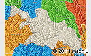 Shaded Relief Map of Zayu, political outside