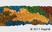 Political Panoramic Map of Zayu, darken