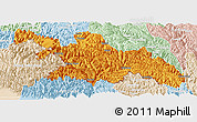 Political Panoramic Map of Zayu, lighten