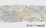 Shaded Relief Panoramic Map of Zayu, desaturated