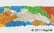 Shaded Relief Panoramic Map of Zayu, political outside