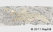 Shaded Relief Panoramic Map of Zayu, semi-desaturated