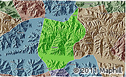 Political 3D Map of Zhanang, semi-desaturated