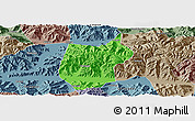 Political Panoramic Map of Zhanang, semi-desaturated