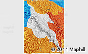 Physical 3D Map of Zogang, political outside