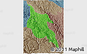 Political 3D Map of Zogang, semi-desaturated