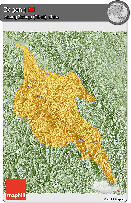 Savanna Style 3D Map of Zogang