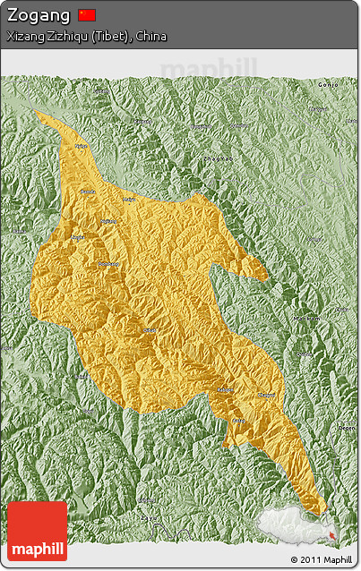 Savanna Style 3D Map of Zogang
