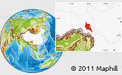 Physical Location Map of Zogang, highlighted country