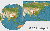 Satellite Location Map of Zogang, highlighted parent region, within the entire country