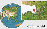Satellite Location Map of Zogang, highlighted parent region