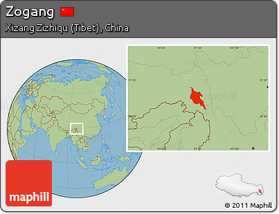 Savanna Style Location Map of Zogang