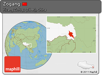 Savanna Style Location Map of Zogang, highlighted parent region