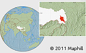 Savanna Style Location Map of Zogang, highlighted parent region, hill shading