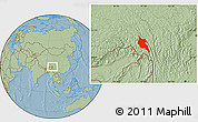 Savanna Style Location Map of Zogang, hill shading