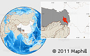 Shaded Relief Location Map of Zogang, highlighted country, highlighted parent region