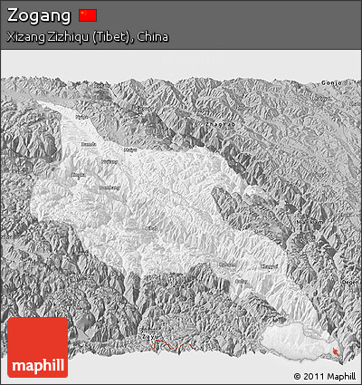 Gray Panoramic Map of Zogang