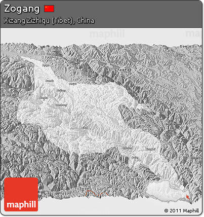 Gray Panoramic Map of Zogang