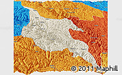 Shaded Relief Panoramic Map of Zogang, political outside