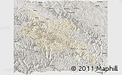 Shaded Relief Panoramic Map of Zogang, semi-desaturated