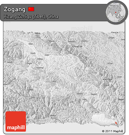 Silver Style Panoramic Map of Zogang
