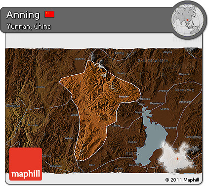Physical 3D Map of Anning, darken