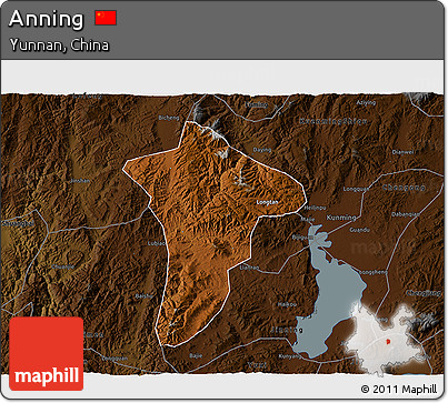 Physical 3D Map of Anning, darken