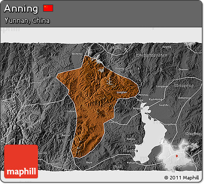 Physical 3D Map of Anning, desaturated
