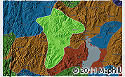 Political 3D Map of Anning, darken