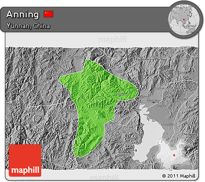Political 3D Map of Anning, desaturated