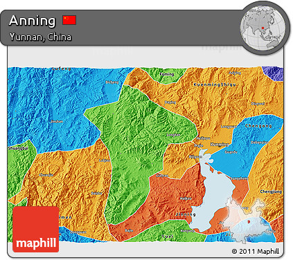 Political 3D Map of Anning