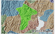 Political 3D Map of Anning, semi-desaturated