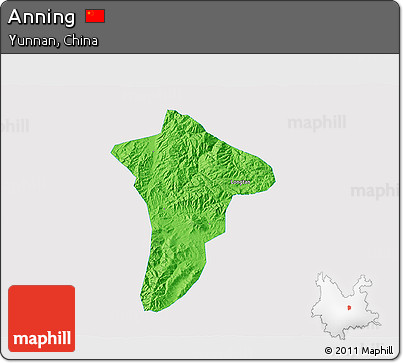 Political 3D Map of Anning, single color outside