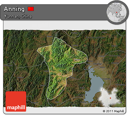 Satellite 3D Map of Anning, darken