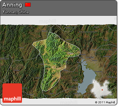 Satellite 3D Map of Anning, darken